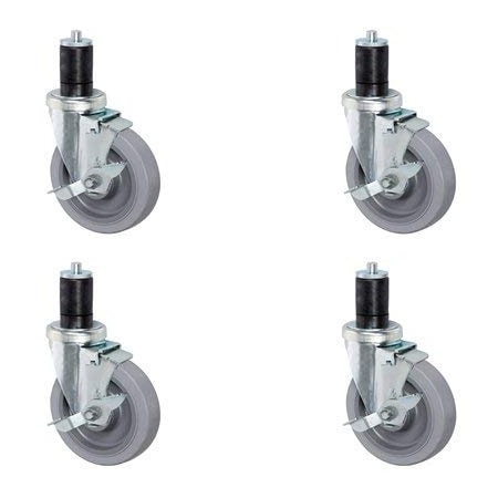 Casterhq 3" Gray Caster Wheel Set for Commercial Kitchen PREP Tables, All CHQ3IPSCTLB4